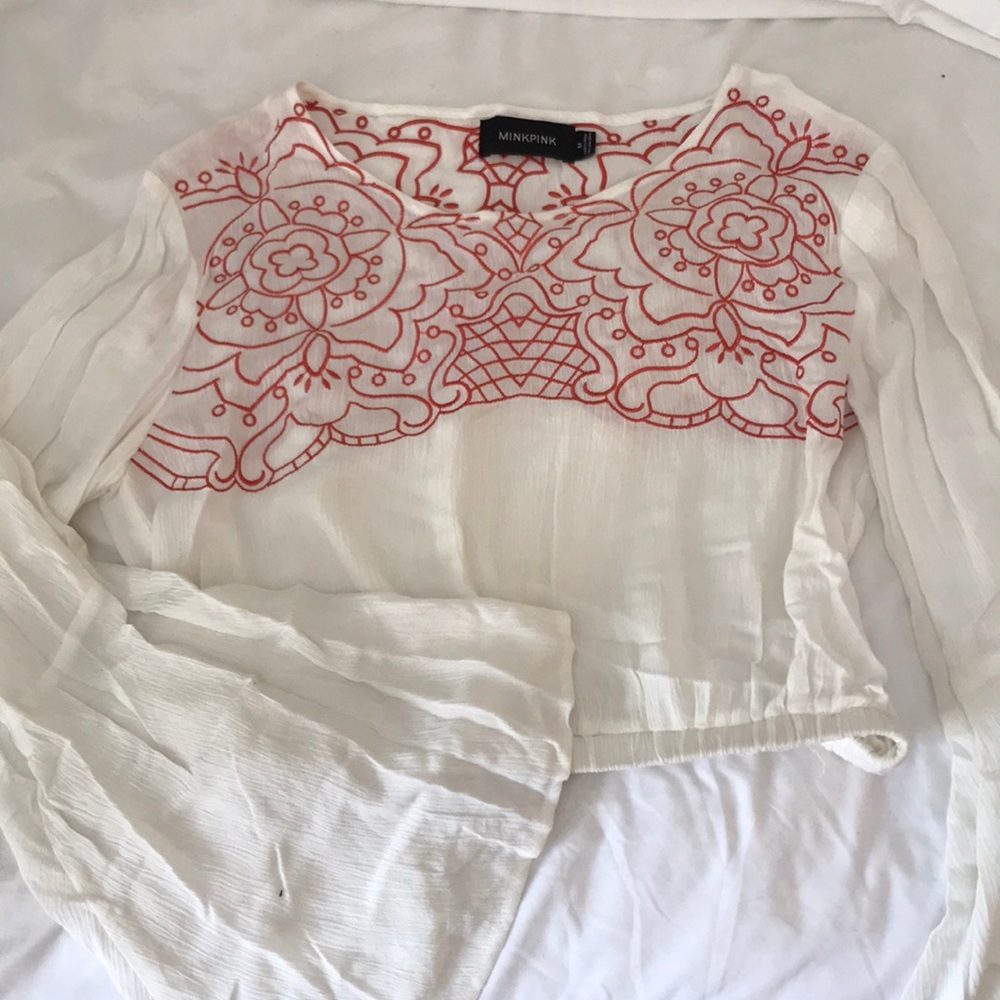 Embroidered flowy top